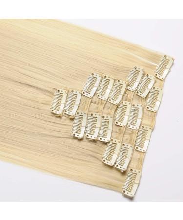 Ombre Colorful Synthetic Clip in Hair Extensions - 26 Inch Bleach Blonde Full Head 8Pcs 18Clips - Buy Online on GoSupps.com