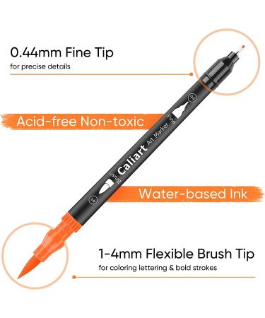 Caliart 34 Double Tip Brush Pens - Artist Fine & Brush Markers for Adult Coloring Book - Pen Art Craft Supplies Kit - Buy Online on GoSupps.com