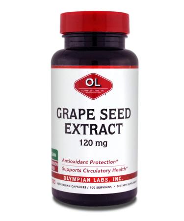Olympian Labs Grape Seed Extract Capsules - 120 mg - 100 Daily Capsules Supporting Heart Health and Antioxidant Protection