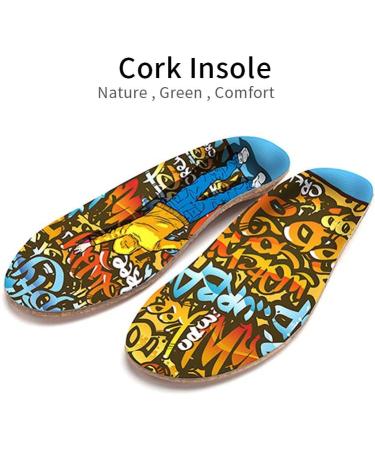 Senthmetic Natural Cork Insoles - Graffiti Style, High Arch Support Orthotics for Flat Feet, Pronation, and Foot Pain Relief - Free Tailoring Included - Buy Online on GoSupps.com