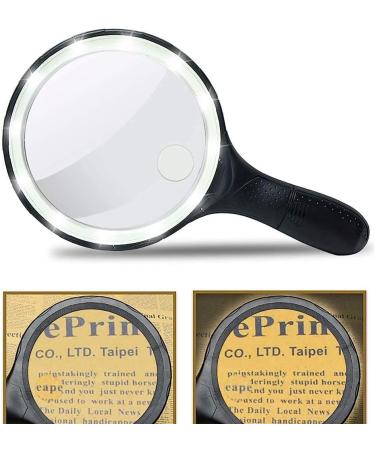 Magnifying Glass with 12 Led Light Portable Handheld Magnifying Glass with 10X 20X Magnification for Reading Magnifier/Black Comfortable Anniversary - Buy Online on GoSupps.com