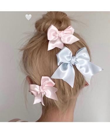 xbiez 1pair Mini Bowknot Shape Hairpins Hot Girls Ribbon Bowknot Hair Clip Makeup Hair Clip for Woman Ponytail Hair Clip Pink - Buy Online on GoSupps.com