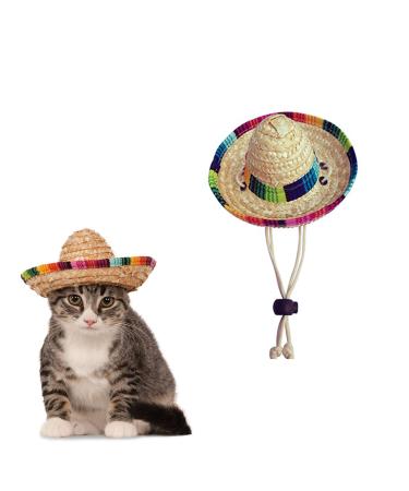AWOCAN Pet Straw Hat Funny Mexican Sombrero Cap Party Decorations for Birthday for Small Pets/Puppy/Cat