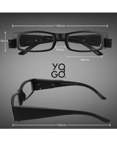 LED Lighted Reading Glasses 3.5x Magnification for Clear Vision - 2 Pack Black Nighttime Readers for Men and Women - Buy Online on GoSupps.com