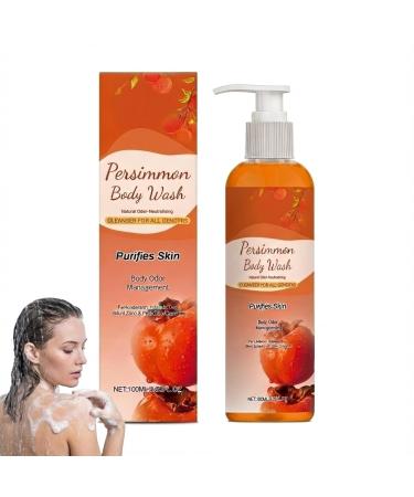 HNYXEQJL Persimmon Shower Gel against body odor ideal for travel refreshing shower gel for men and women deep cleansing and moisturizing with a fresh persimmon scent (1