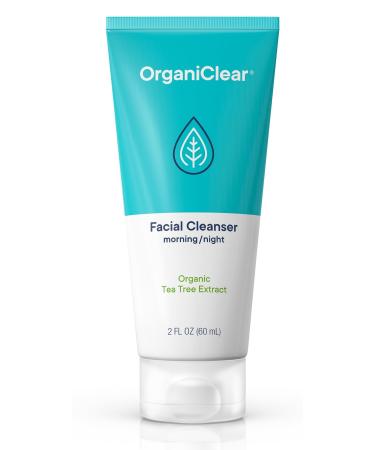 Facial Cleanser w/Organic Tea Tree & Salicylic Acid Gentle Daily Foaming Gel Face Wash for Deep Cleansing & Makeup Removal Unclogs Pores Eliminates Dirt & Oil - No Dryness (2 oz) 2 Fl Oz (Pack of 1)