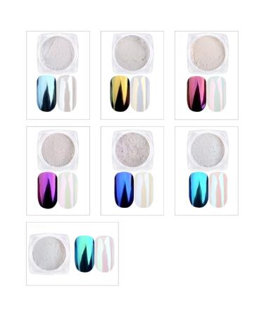 7 Jar Pearl Powder Mirror Effect Chrome Nail Powder Nail Manicure Pigment