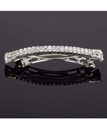 Rhinestone Crystal Hair Barrette Set - 2 Pack Sparkling Hair Clips for Girls and Women - 2.75 Silver - Hair Accessories - Buy Online on GoSupps.com