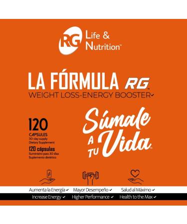 RG Life & Nutrition La Formula RG Pills - Weight Loss & Energy Booster with L-Carnitine, L-Theanine, Vitamin B12 - Metabolism Booster & Appetite Suppressant - 120 Capsules - Buy Online on GoSupps.com