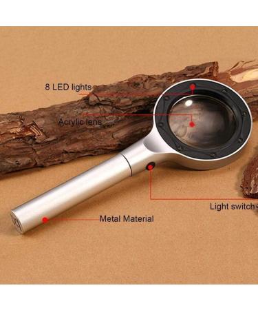 Magnifyings Educational Hobby Magnifiers Handheld 5X Optical Glass Magnifier with Metal Led Lamp Reading All Metal Frame Magnifying Glass - Buy Online on GoSupps.com