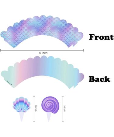 40Ct Mermaid Party Cupcake Toppers and Wrappers - Under the Sea Birthday Party Supplies Mermaid Baby Shower Decorations - Buy Online on GoSupps.com