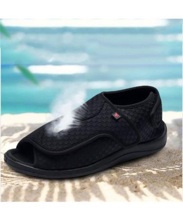 Yytcsjz Diabetic Open Toe Shoes Double Extra Wide Slip Resistant Slippers - Black, Size 27cm - Buy Online on GoSupps.com