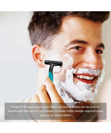 30 Pack Disposable Safety Razors for Men - Eco-Friendly Green & Blue Options - Buy Online on GoSupps.com