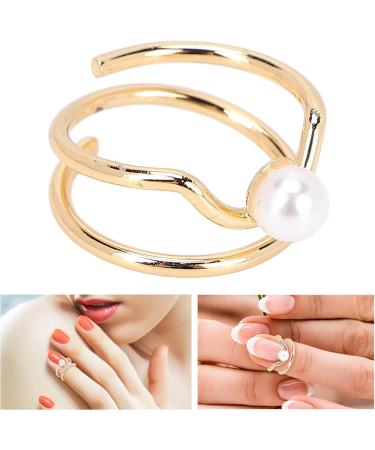 Pearl Fingernail Opening Ring Adjustable Size Finger Tip Ring Nail Art Charms Accessories for Parties Weddings Business Event Birthday(Gold) - Buy Online on GoSupps.com