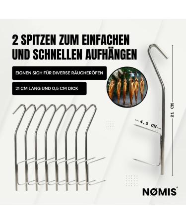 Premium Stainless Steel Smeck Hook Set - 21cm Meat & Fish Smoking Hooks for Trout Salmon Eel - Ideal Smoked Chips Accessories (8 Pack) - Buy Online on GoSupps.com