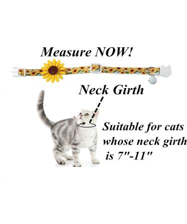 Yellow Flower Cat Collar with Sunflower Charm | Breakaway Kitten Collar with Bell - Buy Online on GoSupps.com