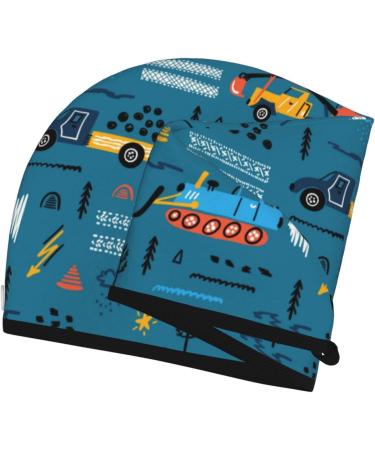 Hair Towel Wrap - Quick Drying Hair Turban with Button | Construction Trucks Design - Buy Online on GoSupps.com