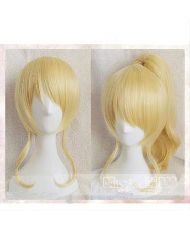 Love Live Eli Ayase Ellie Wig Golden Curly Synthetic Hair With One Clip Ponytail Heat Resistant Fiber Hair Wigs + Wig Cap