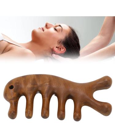 Premium Sandalwood Hood Scalp Massage Comb - Wide Tooth Wooden Hair Comb for Stress Relief & Relaxation - Buy Online on GoSupps.com