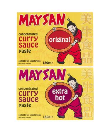 Maysan Original Concentrated Curry Sauce Paste 180g With Extra Hot Curry Sauce Paste 180g (2 Pack Mixed Bundle) - Buy Online on GoSupps.com