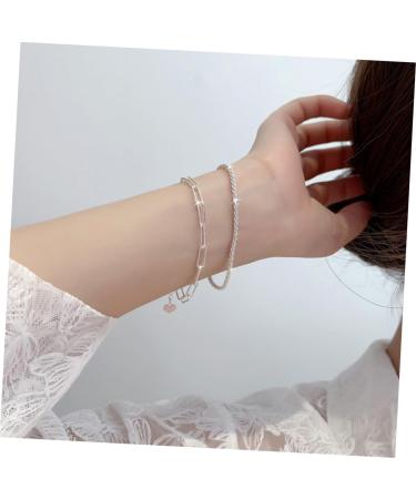 TENDYCOCO Crystal Bracelet 2pcs Silver Bracelet Statement Braided Bracelets Durable Hand Jewelry Woven Bracelets Jewelry Bracelets for Women Bracelet for Women Shiny Bracelet Miss Wristband - Buy Online on GoSupps.com
