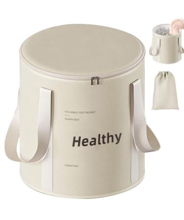 Collapsible Foot Bath with Zippered Lid Folding Foot Soak Bag Folding Bucket Portable Foot Soaking Bucket Heat Retaining Non-slip Foot Bath Tub for Home Outdoor Champagne 1pc Champagne