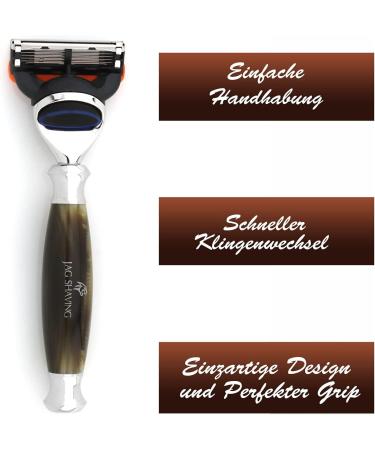 Jag Shaving Razor Set - 3-Part Safety Razor Set with Synthetic Silver Razi Brush & Stand - Premium Lee Range - International Shipping - Buy Online on GoSupps.com