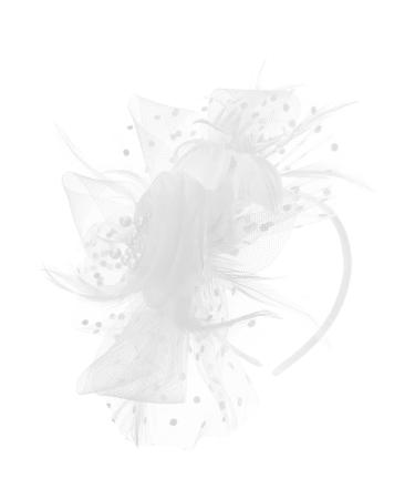 Lurrose Black Fascinator Fascinators for Women White Fascinator Net Yarn Hairband Wedding Hair Accessories Festival Hair Piece for Women and Girls Silk Bonnet