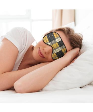 Unisex Double-Sided Plaid Sleep Mask - Yellow Gray Black | Ideal for Restful Sleep & Skin Care - Buy Online on GoSupps.com