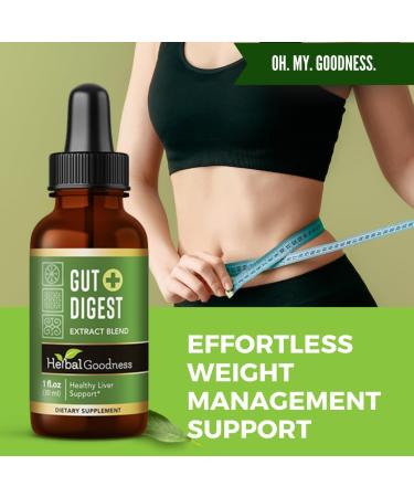 Herbal Goodness Gut Digest Plus 1oz Liquid Digestive & Enzyme Support Herbal Supplement with Digestive Enzymes Fiber for Gut Health & Immunity Boost 1 Fl Oz (Pack of 1) - Buy Online on GoSupps.com