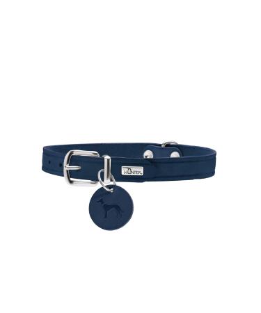 HUNTER AALBORG dog collar leather simple robust comfortable 52 (M) dark blue dark blue 52 (M)