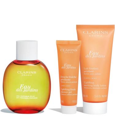 Clarins Gift Set | Eau des Jardins Essentials 230ml | Worth 64 | Eau des Jardins Treatment Fragrance 100ml Eau des Jardins Uplifting Shower Gel 30ml Eau des Jardins Uplifting Body Lotion 100ml - Buy Online on GoSupps.com