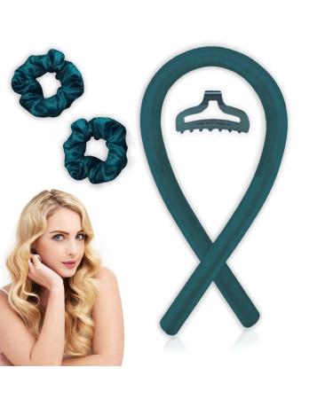 Heatless Curlers Headband -Heatless Curling Rod Headbands Satin set overnight hair no heat curling Wave Roller curler Styling Tools for Long Medium Hair Pink Pack of 1 (Dark green)