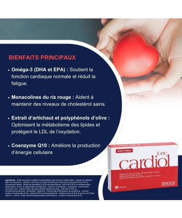 Cardiol Forte - Omega-3 EPA/DHA - Folic Acid Coenzyme Q10 and Vitamin E - for the Heart Well - Monacolin with Fermented Red Rice - For Adults - 30 Capsules - Buy Online on GoSupps.com