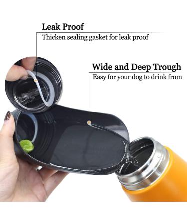 Vivaglory 750ml Dog Water Bottle - Portable Stainless Steel Pet Drinking Bottle with Large Trough for Hiking & Walking - Orange Yellow - Buy Online on GoSupps.com