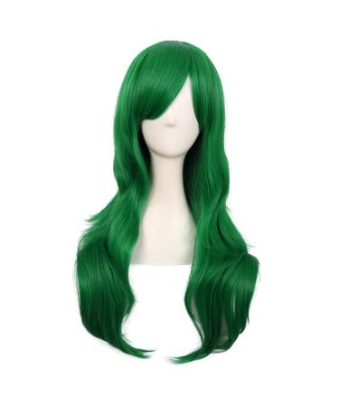MapofBeauty 28 inch/70 cm Long Curly Side Bangs Hair Tips Costume Cosplay Wig (Grass Green) - Buy Online on GoSupps.com