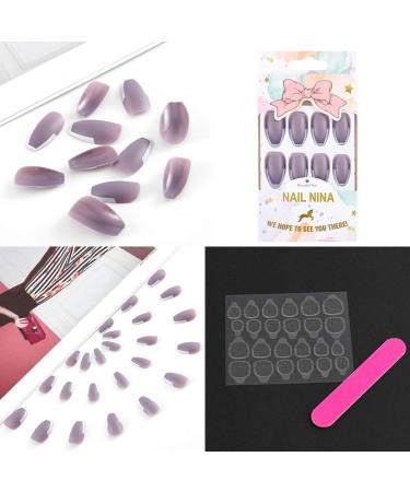 Sethexy Matt Ballerina Long False Nails | 24pcs Coffin French Acrylic Nail Tips for Women & Girls - Buy Online on GoSupps.com