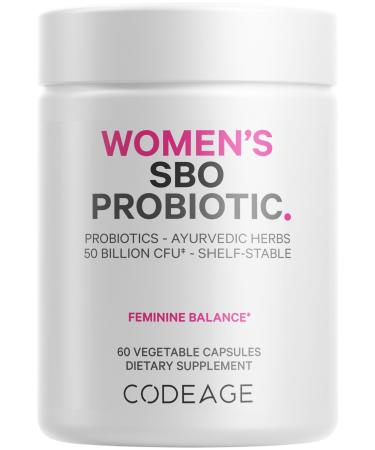 Codeage Women s Probiotics Supplement - 50 Billion CFUs - SBO Probiotics & Prebiotics - Cranberries - Feminine Health - Fermented Botanical Blend Whole Food Supplement - Vegan Non-GMO - 60 Capsules 60 Count (Pack of 1)
