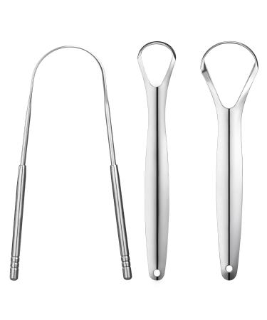 YLYL 3 PCS Metal Tongue Scraper, Tongue Scrapers for Adults, Stainless Steel Tounge Scrappers, Tounge Scraper, Portable Tongue Scrappers
