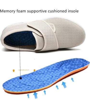GSFY Women's Wide Width Diabetic Edema Shoes - Breathable Memory Foam Walking Sneakers for Swollen Feet - Beige, Size 8 Wide - Buy Online on GoSupps.com