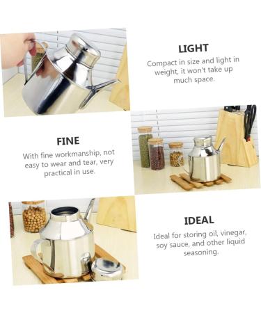 Milisten 2pcs Sauce Pot Olive Oil Cruet Kitchen Oil Soy Sauce Bottle Oil Drip Dispenser Oil Vinegar Cruet Bottle Household Vinegar Bottle Olive Oil Pourer Water Bottle Stainless Steel Metal 18.5X14.5X11CMx2pcs Silverx2pcs - Buy Online on GoSupps.com