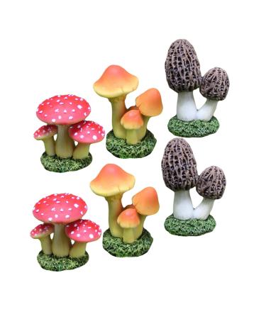 Toddmomy Mushroom Decor 6pcs Simulated Mushroom Flower Pots Plant Mushroom Statue Decor Mushroom Figure Mini Crafts