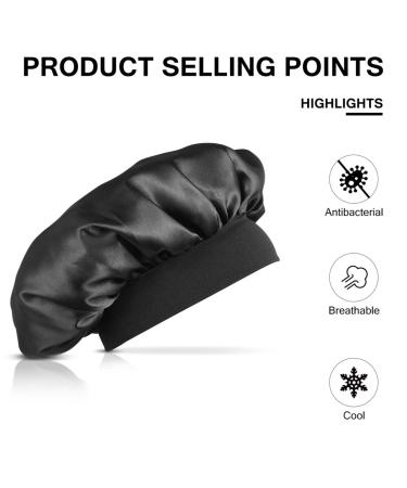 COHEALI Adjustable Reversible Sleep Hat Hair Bonnet for Long Hair - Black 56-58cm - Buy Online on GoSupps.com