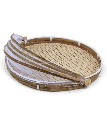 Hand Woven Wooden Serving Food Tent | Round Basket with Mesh Cover for Home Kitchen Storage - International Shipping - Buy Online on GoSupps.com