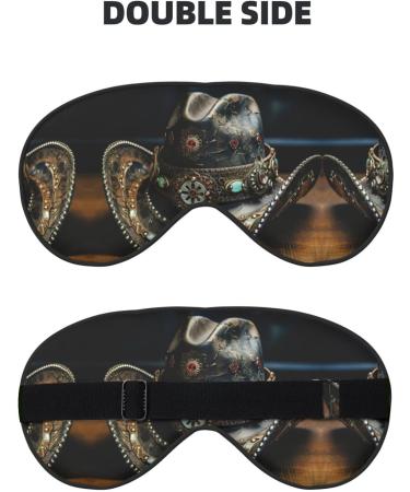 American West Rodeo Hat Eye Mask | Soft Double-Sided Sleep Blindfold with Adjustable Strap - Block Out Light in Black - Buy Online on GoSupps.com