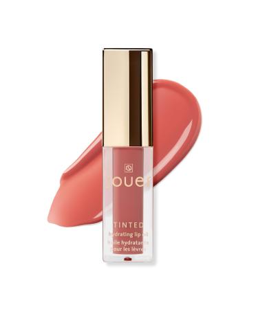 Jouer Essential Tinted Hydrating Lip Oil Gloss Moisturizing Dry Lip Treatment Serum - Fragrance Free Tinted Lip Oil - Jojoba Seed Oil and Apricot Oil Formula Bare Rose - Sheer Rosy Pink Nude