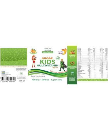 MAlmo Sweden Swedish Super Kids Multivitamin Age 3+ Orange flavour 2 x 500 ml 2 pieces 1000 ml in total - Buy Online on GoSupps.com