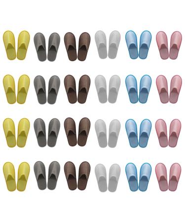 KMOCEPLY 24 pairs of unisex house shoes with a closed toe area non-slip disposable slippers disposable house shoes for guests mass house spa house shoes for family guests hotels at home wedding 42 EU far multicolored