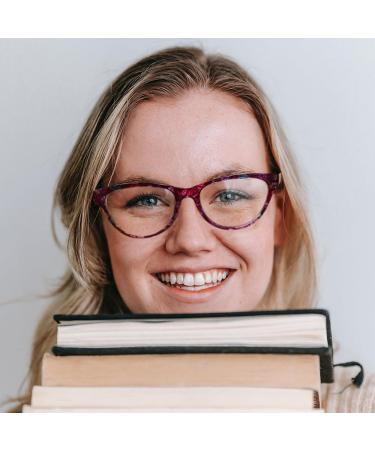 FEISEDY Cat Eye Reading Glasses for Women - Blue Light Blocking Cateye Eyeglasses B9107 in Purple Print - 2.0x Magnification - Buy Online on GoSupps.com