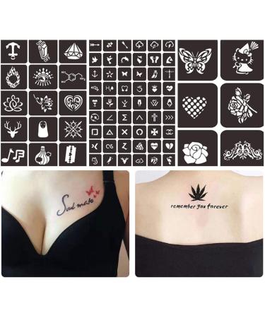 Henna Tattoo Stencils - 8 Sheets Body Art Designs for Temporary & Reusable Self-Adhesive Glitter Tattoos - Adults, Women, Men, Kids - Buy Online on GoSupps.com